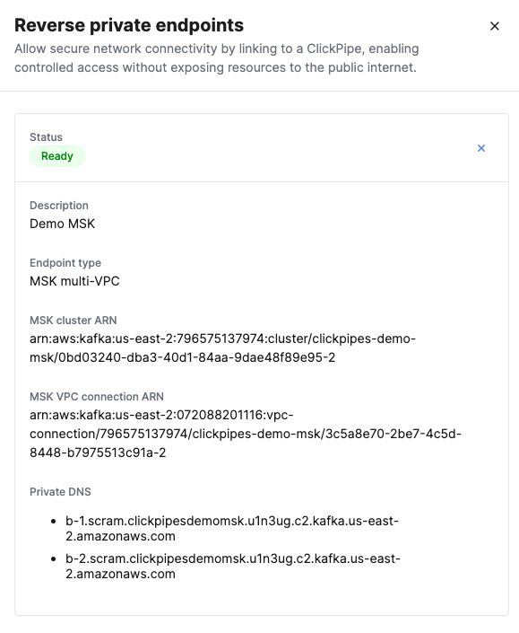 ClickHouse Cloud settings - Zoomed