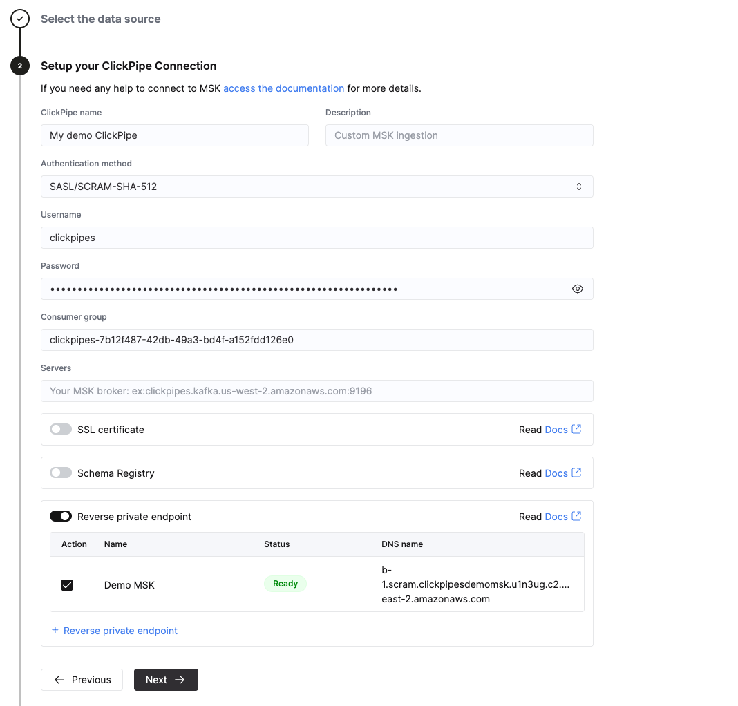 Select reverse private endpoint - Zoomed